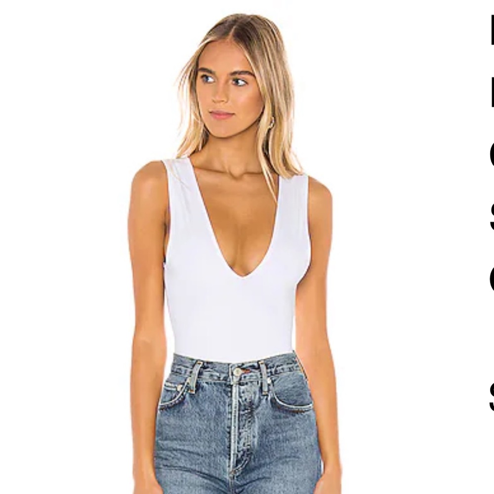 Free People Size XS White Plunge Bodysuit